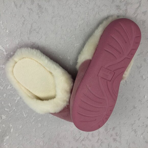 Cozy Memory Foam Fleece-Lined Faux Suede Pink Slippers Size Small (5-6) NWT - Picture 3 of 10